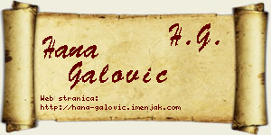 Hana Galović vizit kartica